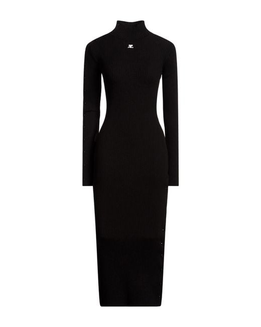 Courreges Black Maxi Dress Viscose, Polyester