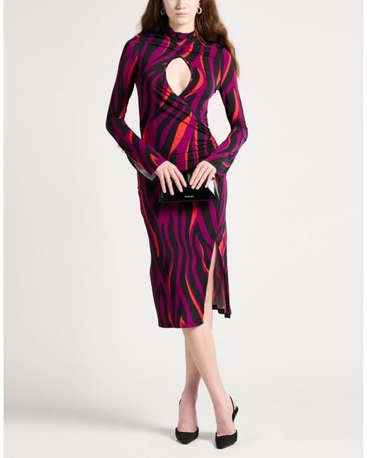 Pinko Purple Plum Midi Dress Viscose, Elastane