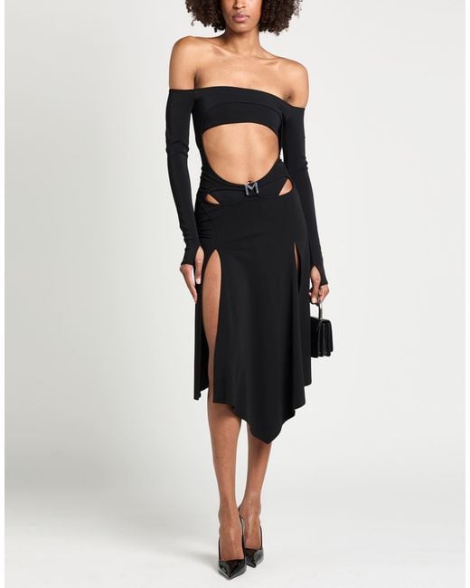 Mugler Black Midi Skirt Viscose, Elastane