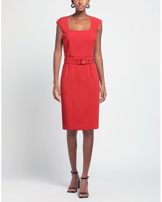 Nenette Red Midi Dress Polyester, Elastane