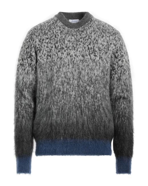 Off-White c/o Virgil Abloh Gray Off Embroidered Mohair Blend Sweater for men