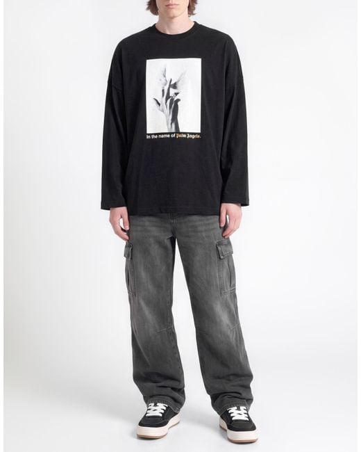 Palm Angels Black T-Shirt Cotton for men