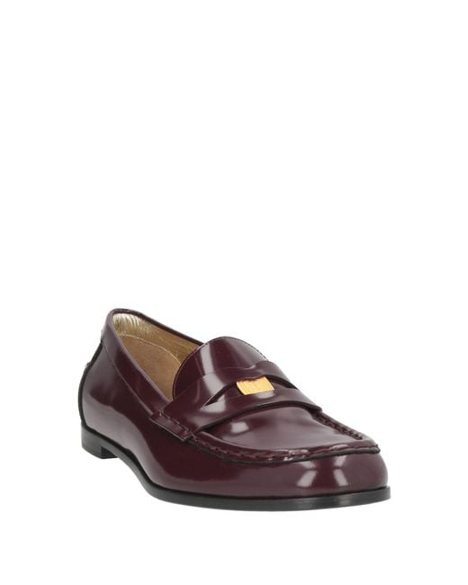 Ines De La Fressange Paris Purple Burgundy Loafers Leather