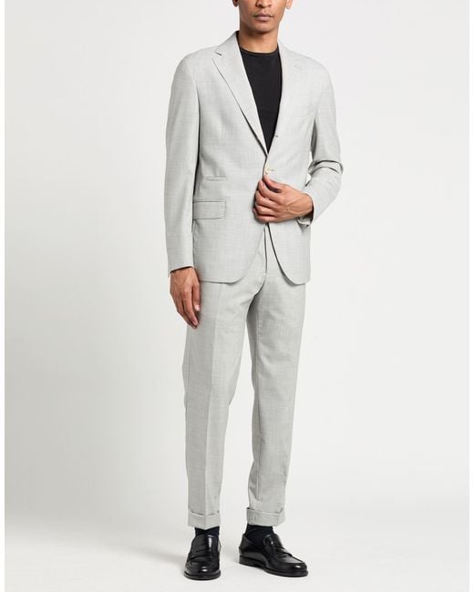 Eleventy White Light Suit Wool, Silk for men