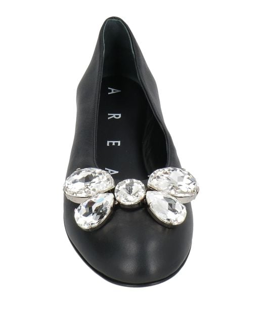 Area Black Ballet Flats Leather