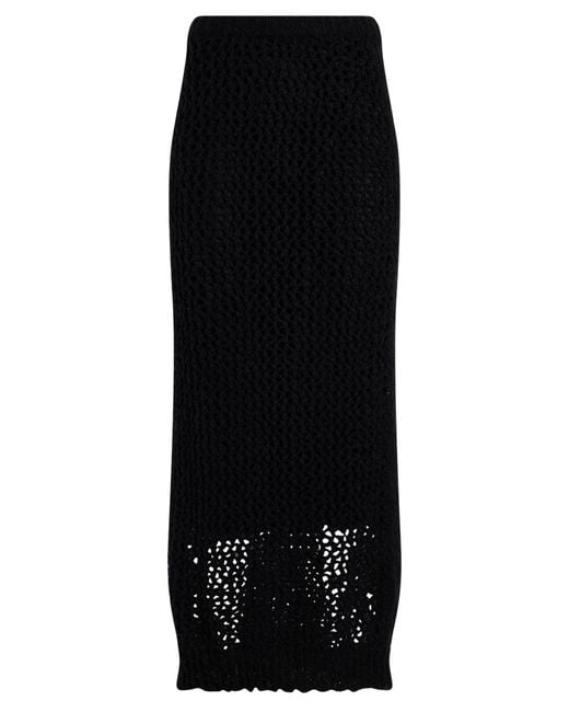 Semicouture Black Midi Skirt Wool, Polyamide