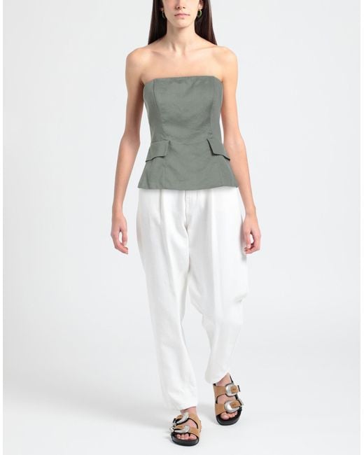 ALESSIA SANTI Gray Top Linen, Viscose, Elastane