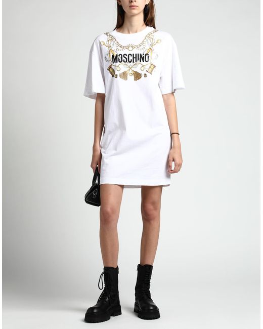 Moschino White Mini Dress Organic Cotton