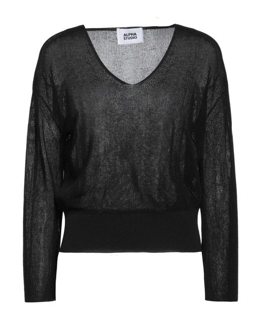 Alpha Studio Black Sweater Viscose, Polyester