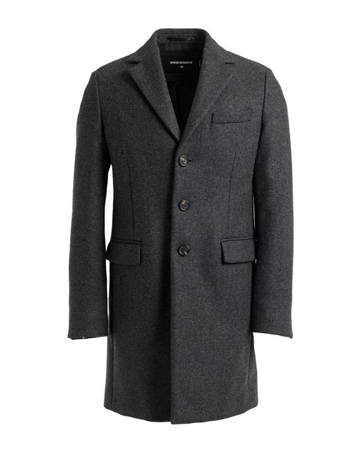 DSquared² Black Steel Coat Virgin Wool, Polyamide, Cashmere for men