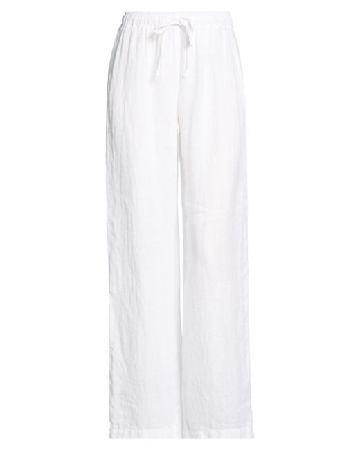 120% Lino White Pants Linen