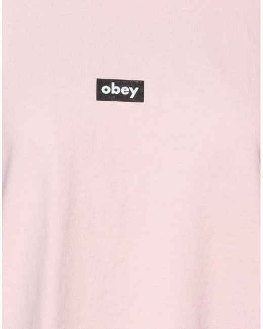 Obey Cotton T-shirt in Pink | Lyst