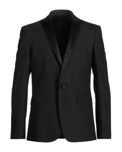 Les Hommes Black Blazer Polyester, Wool, Elastane for men
