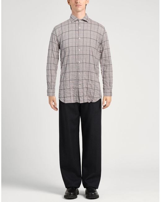 Brooksfield Gray Taupe Shirt Cotton, Modal, Elastane for men