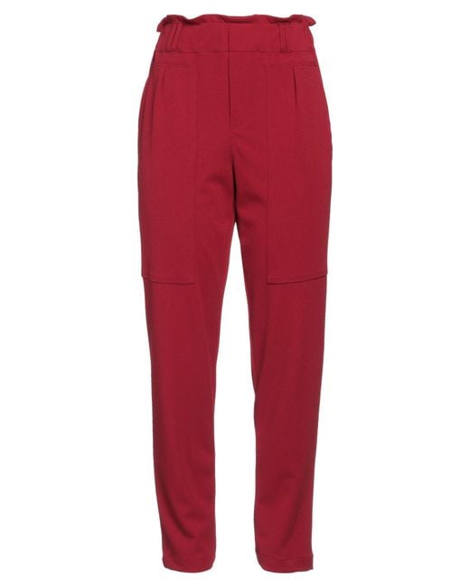 RUE DU BAC Red Pants Polyester, Viscose, Elastane