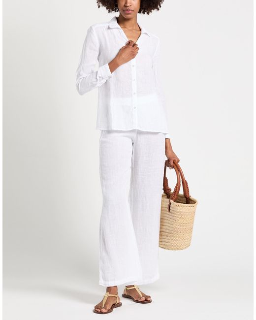120% Lino White Pants Linen