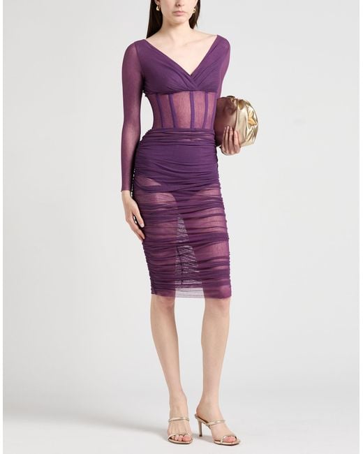 Elisabetta Franchi Purple Midi Dress