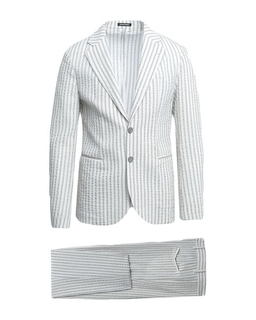 Emporio Armani Gray Suit Cotton, Viscose, Linen, Silk for men
