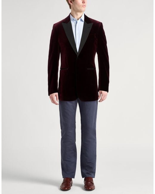 Dunhill Black Burgundy Blazer Cotton for men