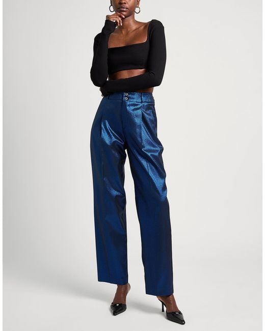 Berwich Blue Pants Polyester, Metallic Polyester