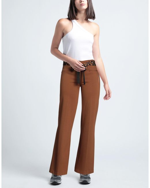 DOUBLE C Brown Pants Viscose, Polyamide, Elastane