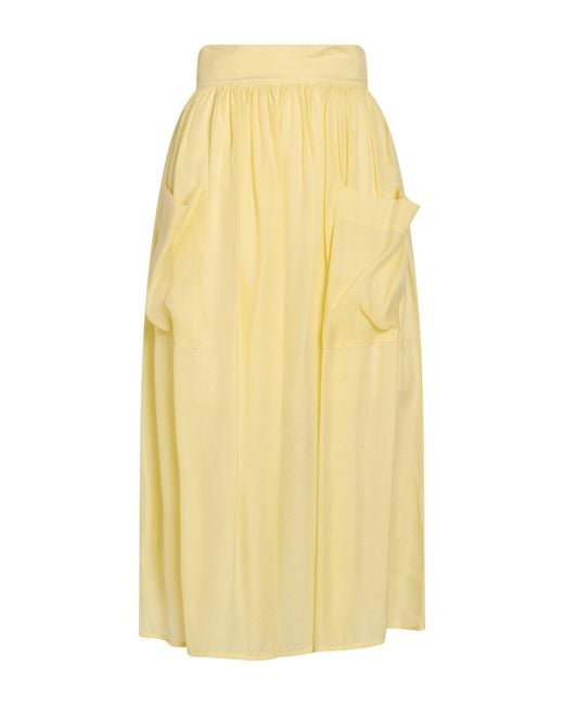 Compagnia Italiana Yellow Midi Skirt Lyocell, Polyester, Cotton, Silk