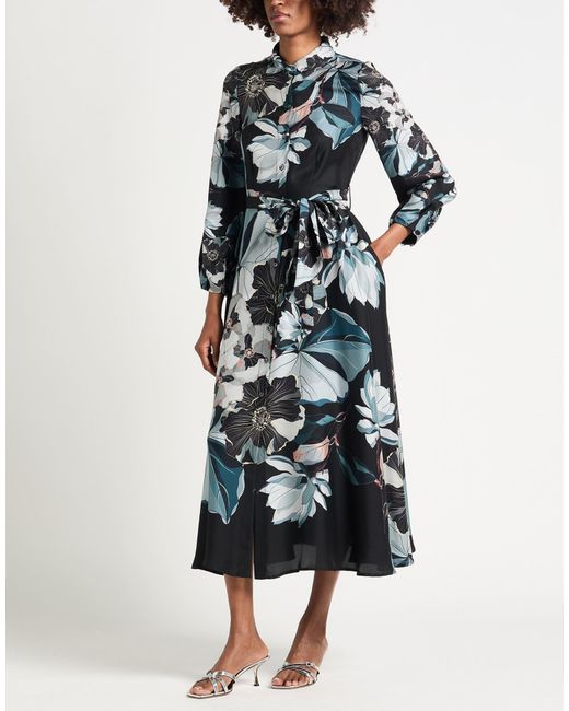 Franco Ferrari Black Midi Dress Silk