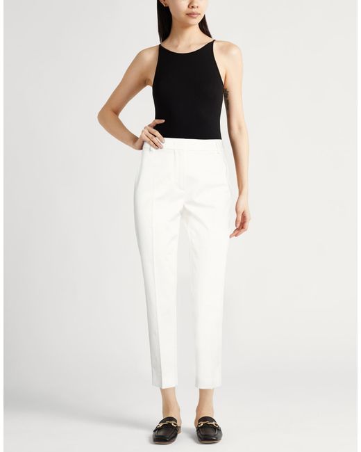 Max Mara White Pants Cotton, Elastane