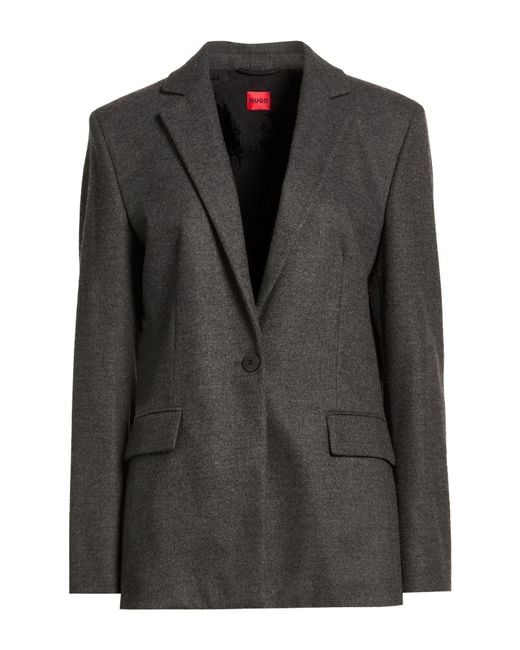 HUGO Black Charcoal Blazer Polyester, Viscose, Elastane