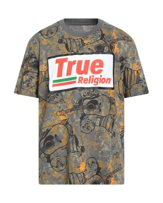 True Religion Gray Military T-Shirt Cotton for men