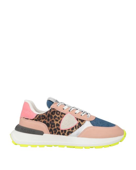 Philippe Model Pink Sneakers Leather, Textile Fibers