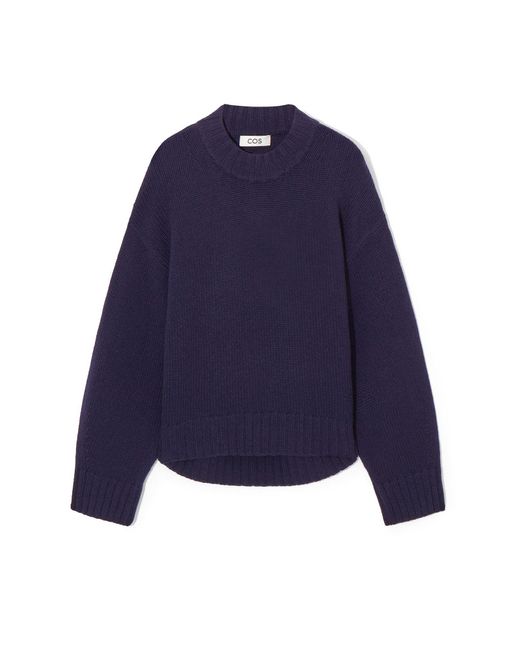COS Blue Chunky Pure Cashmere Crew-neck Jumper