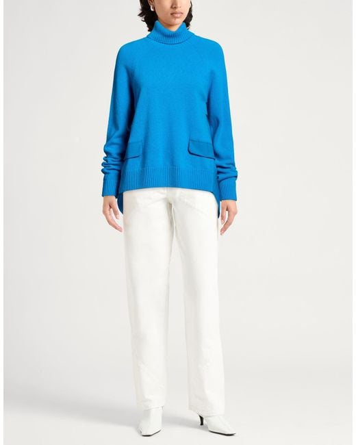 Semicouture Blue Azure Turtleneck Wool, Polyamide