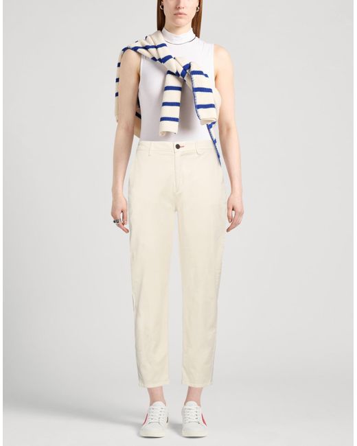 Liviana Conti White Ivory Pants Cotton, Lyocell, Elastane