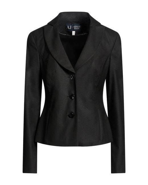Armani Jeans Black Blazer Polyester, Viscose, Elastane