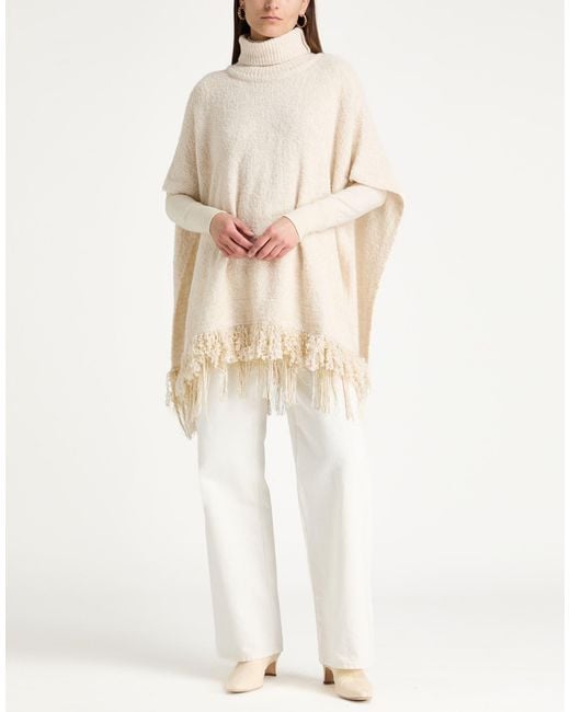 SIMONA CORSELLINI White Cream Cape Acrylic, Polyamide, Wool, Viscose