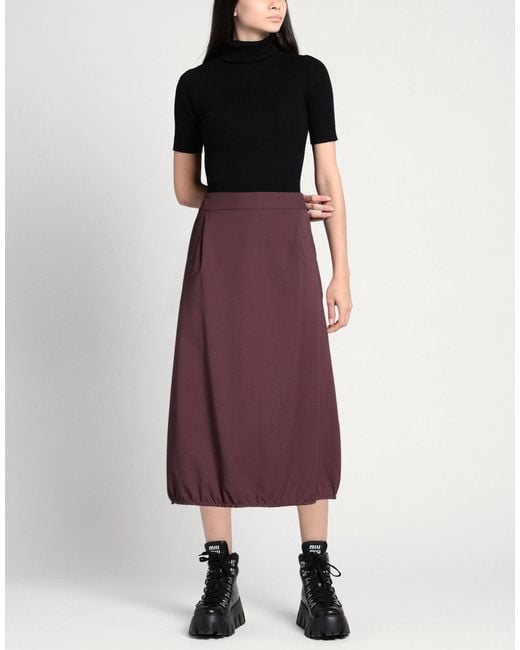 ALESSIA SANTI Purple Chocolate Midi Skirt Polyester, Elastane