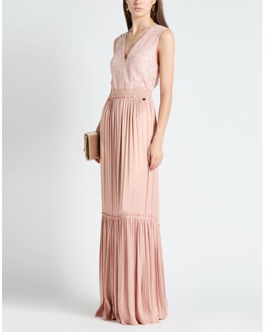 Rebel Queen Pink Maxi Dress Polyester, Viscose