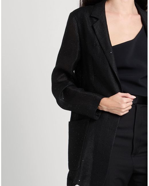 Mouche Black Blazer Linen, Polyester, Polyamide