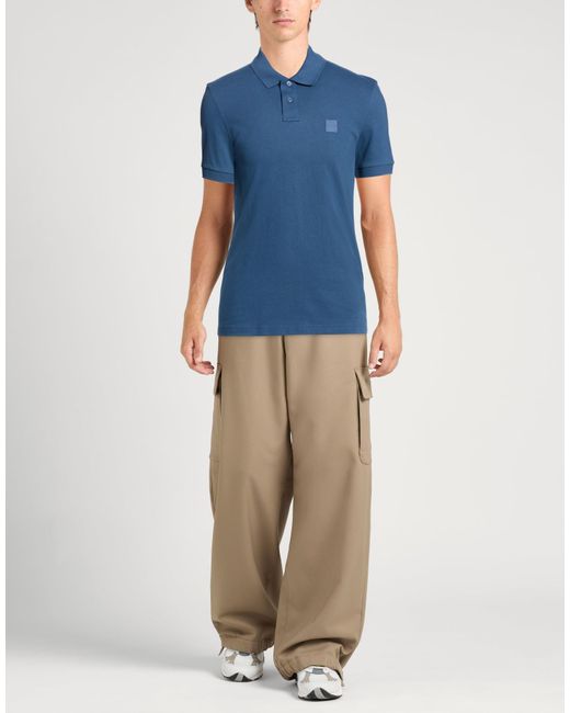 Boss Blue Polo Shirt Cotton, Elastane for men