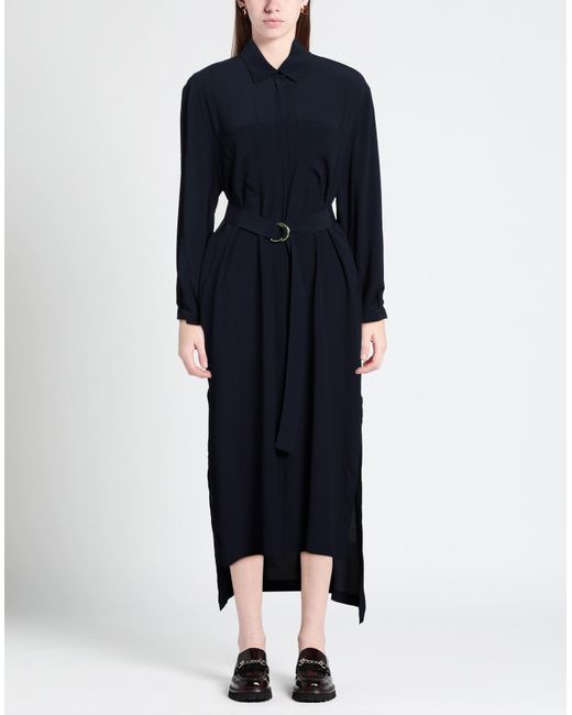 Semicouture Blue Midi Dress Acetate, Silk