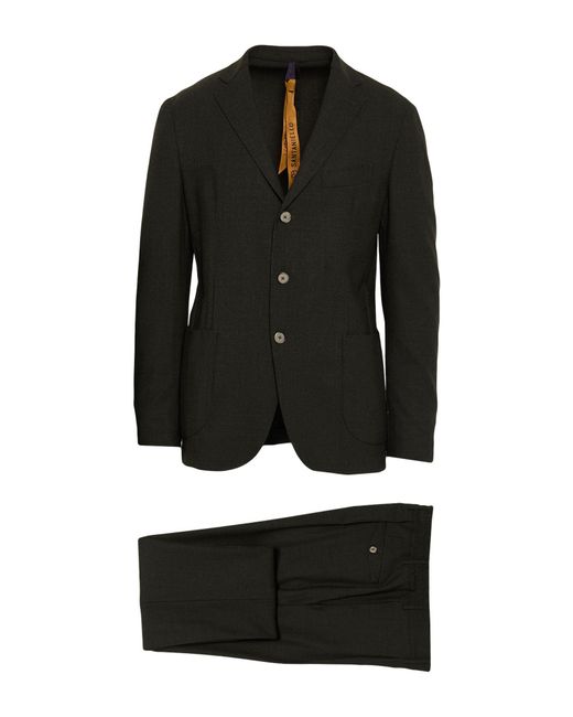 Santaniello Black Dark Suit Wool, Polyester, Elastane for men