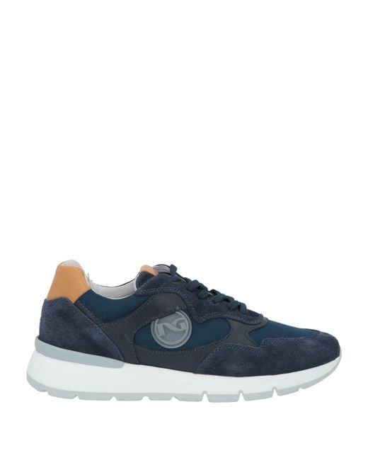 Nero Giardini Blue Sneakers Leather, Textile Fibers for men