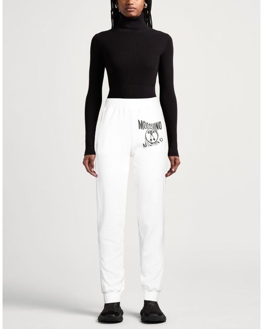 Moschino White Pants Cotton, Polyamide, Elastane