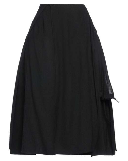 Yohji Yamamoto Black Midi Skirt Wool