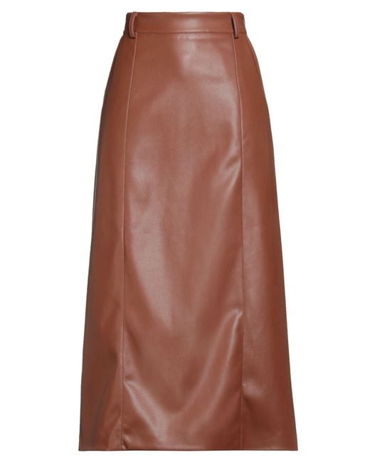 Alpha Studio Brown Midi Skirt Polyester, Polyurethane Resin