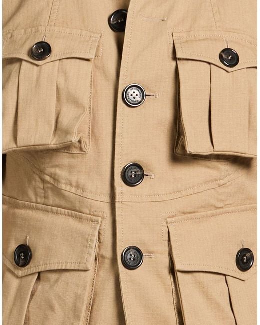 DSquared² Natural Camel Jacket Cotton, Elastane