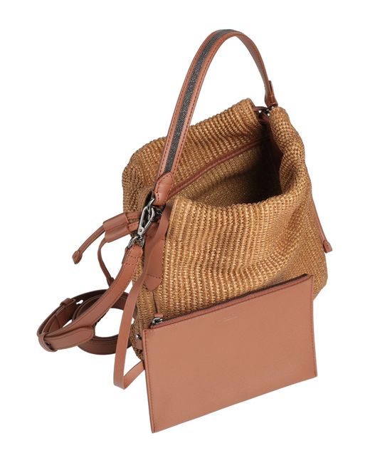Brunello Cucinelli Brown Handbag Natural Raffia, Leather, Brass