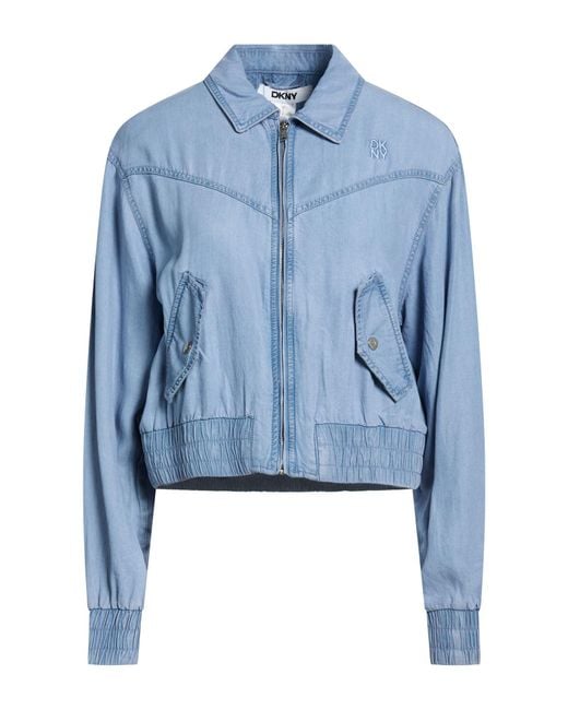 DKNY Blue Denim Outerwear Lyocell