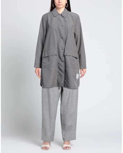 Thom Browne Gray Overcoat & Trench Coat Polyester